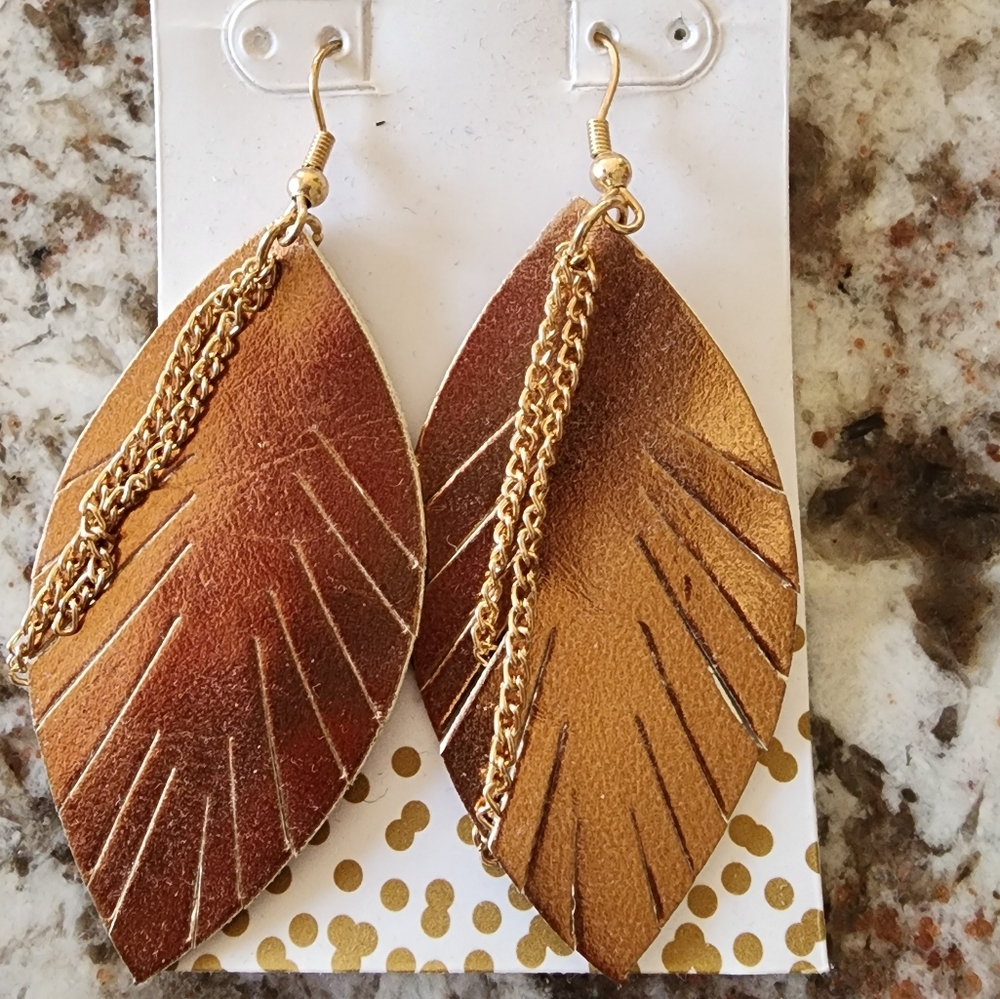 Copper Leather Lightweight Earrings